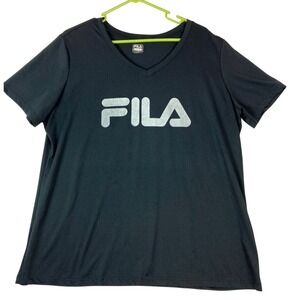Fila‎ Men's 1X T-Shirt Classic Logo Graphic Print Polyester Short Sleeve Tee BLK